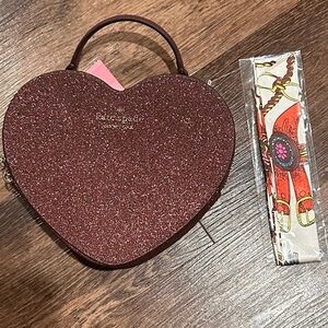 Kate Spade Glitter Heart Clutch - with bag scarf